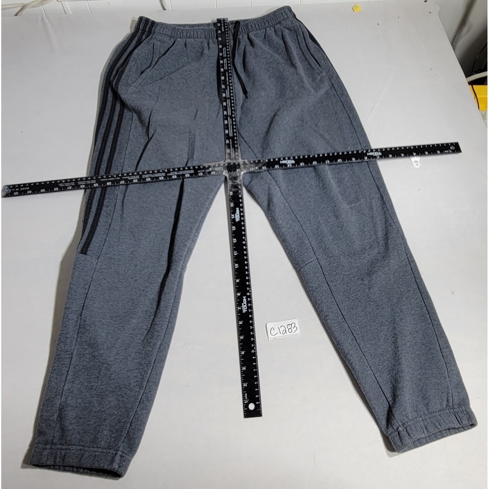 Adidas Mens Dark Gray Heather 3-Stripe Jogger Sweatpants Logo Graphic Size L - Picture 2 of 5